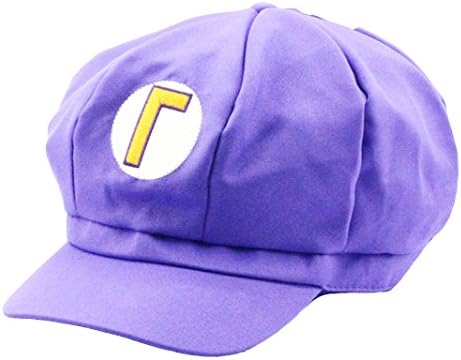 Unisex Super Mario Bros Cosplay Hat Cap Newsboy Gift (Purple)