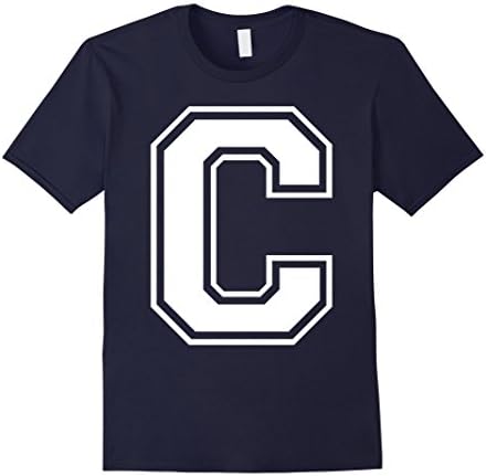 Men's Letter C College Varsity Athletic Sport Font Initial T-Shirt Large Navy