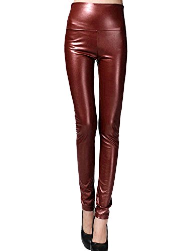 Simplicity Sexy Women High Waist Leather Skinny Leggings Pants Tights