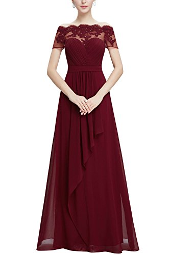 Bbonline Dress レディーズ フォーマルドレス 発表会ドレス ロング丈 バトー シフォン 披露宴 ビスチェタイプ アップリケ ステージドレス 結婚式ドレス