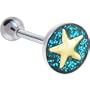 Blue Gold Glitter Star Barbell Tongue Ring
