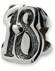 Special Year, Number 18 Charm in Silver For 3mm Charm Bracelets
