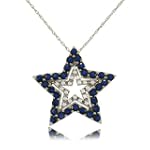 Star Sapphire Pendant w/ Diamonds 14K White Gold Ladies
