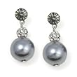 Light Gray 12mm Faux Pearl Drop Earrings -- Made With Swarovski Elements
