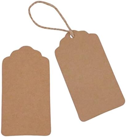 100pcs Wedding Brown Retangle Kraft Paper Tag Bonbonniere Favor Gift Tags with Jute Twines(100pcs)