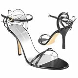 Borgo degli Ulivi Black Strappy High-heel Leather Sandal Shoes