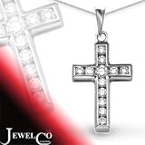 Jewelco London 18 Carat White Gold 44pts Diamond Cross (Comes with 18 inch Pendant Chain)