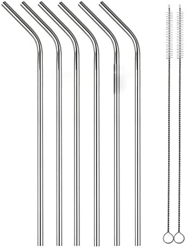 [6+2 Kit] Sadun Extra Long Stainless Steel Drinking Straws Set of 6, 2 Pack Free Cleaning Brush Included For RTIC, SIC, Ozark Trail or other brand Tumblers