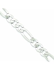 Genuine .925 Sterling Silver 9.5mm Polished Flat Figaro Chain 22 Inch Length 48.1 Grams. 100% Satisfaction Guaranteed.