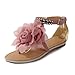 New Summer Fashion Flower Beaded Women's T Strap Sweet Flats Sandals Shoes