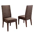 Sure Fit Stretch Leather Dining Room Chair Cover - Brown (Short)