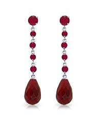 14k White Gold Ruby Dangle Earrings