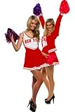 CHEERLEADER HIGH SCHOOL MUSICAL GLEE STYLE LADIES FANCY DRESS COSTUME (Women: 12-14, Red)