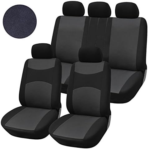 Polyester Fabric Semi-Custom Zipper Car Seat Covers 60/40 Top Split Universal 160 Black