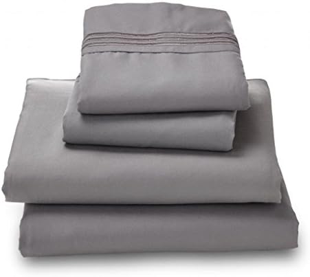 DEAL of the DAY***HOTEL LUXURY SHEET SET 1800 Series Microfiber Platinum Collection Bedding Set, Deep Pockets, Wrinkle &amp; Fade Resistant, Hypoallergenic Sheet &amp; Pillow Case Set (Grey, Twin)