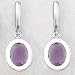 14K White Gold Amethyst Oval Earrings