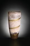 Acid Finish Vase with Large Gold Printed Stripe