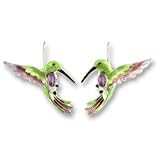 Amethyst Hummingbird Silver and Enamel Earrings by Zarah