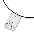 Polished Stainless Steel Cycling Necklace on 18 Inch Leather Cord