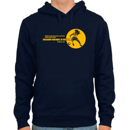 Kapuzensweater Bob Marley ::: Farbe: navy ::: Größen: M-XL ::: Fußball-Kult