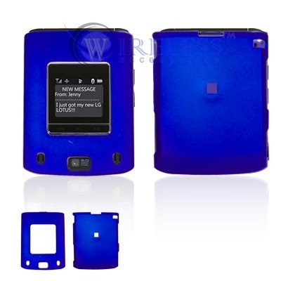 LG Lotus LX600 Cell Phone Dark Blue Rubber Feel Protective Case Faceplate Cover