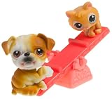 Littlest Pet Shop Pet Pairs - Bulldog and Kitten on See-saw
