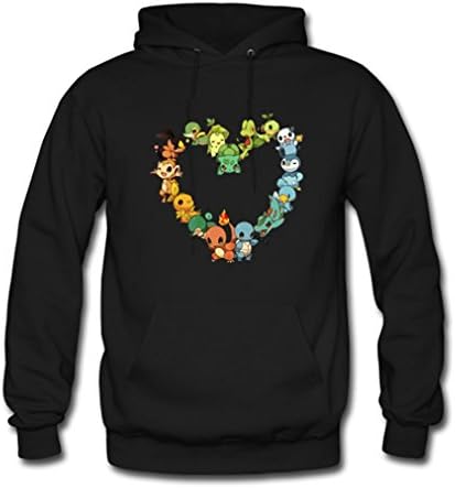Beautry Mens Pokemon Heart Cute Animal Pet Custom Classic Hoodie Small Black