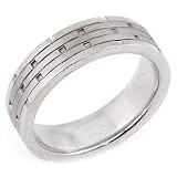 14K. White Gold Brick Design Comfort Fit Wedding Band Ring