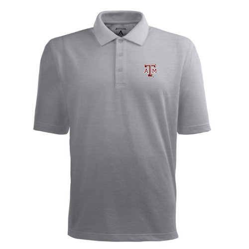 NCAA Men's Texas A&M Aggies Pique Xtra Lite Desert Dry Polo (Grey Heather, Large)