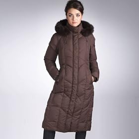 Buy Jessie G. Ladies Long Hooded Down Parka Coat with Fox Fur Trim by Luxury Lane
