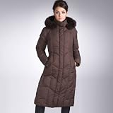 Jessie G. Women's Long Hooded Down Parka Coat with Fox Fur Trim