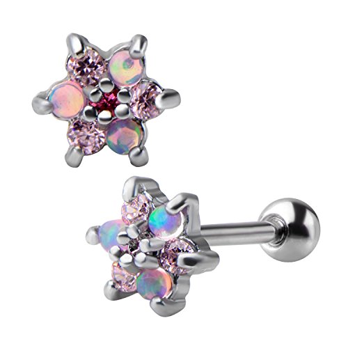 Flower Synthetic Opal Stainless Steel Cartilage Earring