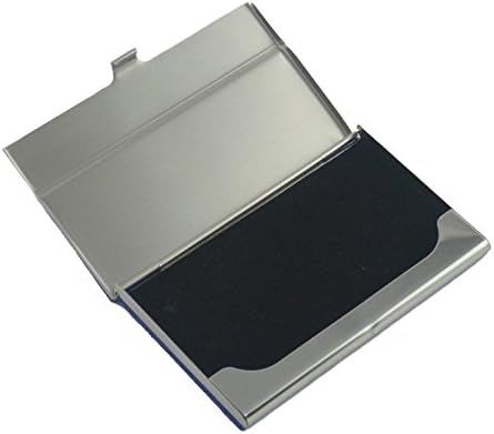 Flourand(TM) Blue Color Diamond Pattern PU Leather And Stainless Steel Business Card Case Holder With Mini Gift