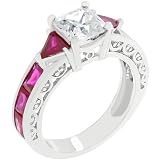 Rhodium Plated Cubic Zirconia Prong Set Anniversary Ring