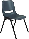 Ergonomic Stack Chair with Black Legs [AHL-WL90P-NAVY-BK-GG]
