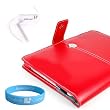 Amazon Kindle 2 Red Melrose Leather Case + Kindle 2 Car Charger White Color + Wristband