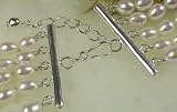 5 Rows 13'' White Rice Freshwater Pearl Necklace Choker Silver Clasp & Extensive Chain