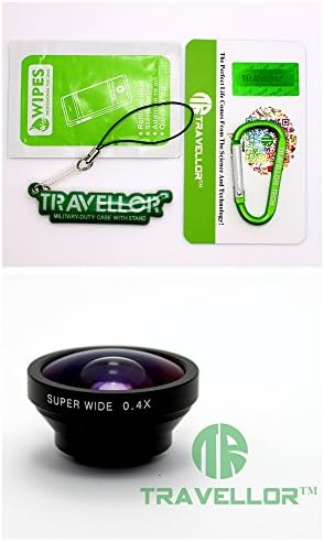 Travellor(TM) Series Universal Clip Mobile Phone Lens 0.4x / 140° Super Wide Angle Photo Lens(Gifts Outdoor Carabiner + Professional Lens Wipes+Screen Dedusting Chain((Travellor Brand))for Apple Iphone 4 4s 5 5c 5s 6&amp; Ipad / Mini &amp; Samsung Galaxy S3 S4 S5 Note2 Note3 4 Series &amp; Htc &amp; Tablet Pc / Laptops &amp; Other Smart Phone Etc-(metal) (black)