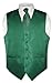 Men's Dress Vest NeckTie EMERALD GREEN Color Vertical Stripe Design Neck Tie Set