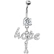 Cubic Zirconia Hope Ribbon Belly Ring
