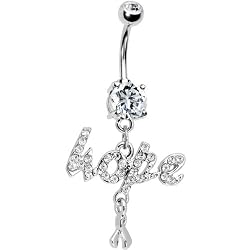 Cubic Zirconia Hope Ribbon Belly Ring
