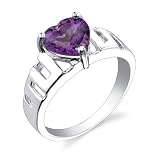 Sterling Silver 1.50 cts Heart Shape Amethyst Ring Size 7