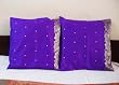 Pair Purple India Sari Cushion Covers / Saree Pillow covers