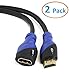 AURUM CABLES High Speed HDMI Extension Cable with Ethernet - 4K HDMI Extender Male to Female HDMI Cable Compatible with PS3, PS4, Xbox 360, 3D TV, Blu Ray Player, Laptop, PC - 1.5ft - 2 Pack