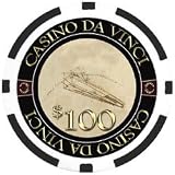 Roll of 25 Leonardo Da Vinci Masterworks 11.5 gram Black $100 Denominated Clay Composite Poker Chips