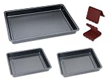 CHG Set 225-10 Auflaufform-Set mit Topfhaltern 5-teilig 42,0 x 29,0 x 4 cm und 29,0 x 23,0 x 4 cm