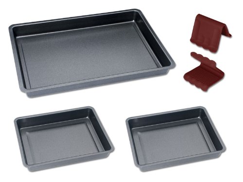 CHG Set 225-10 Auflaufform-Set mit Topfhaltern 5-teilig 42,0 x 29,0 x 4 cm und 29,0 x 23,0 x 4 cm