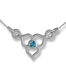 Jewelry : Open Flower Trillion Diamond Pave Pendant in white gold and blue topaz by Zasha Signature Jewelry