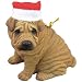 Chinese Shar-Pei red w/Santa hat ornament Sandicast