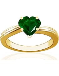 18K Yellow Gold Heart Cut Emerald Solitaire Ring (GIA Certificate)
